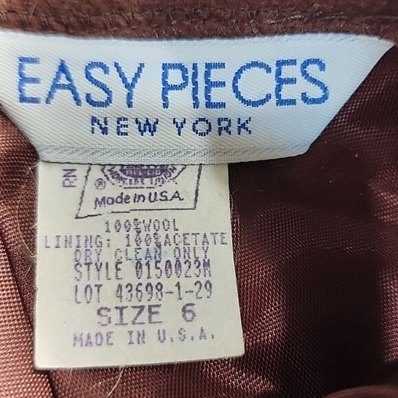 Vintage Easy Pieces New York pencil skirt Chocolate brown 100% wool size 6 USA - Picture 2 of 10